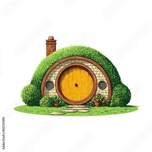 hobbit-style circular home round door fantasy photo