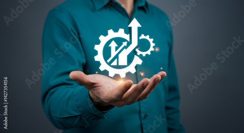Business Productivity Growth Concept. Productivity Management and Business Efficiency Enhancement  ,Effective Productivity Strategy for Business Professionals Innovation and Technology , business . photo