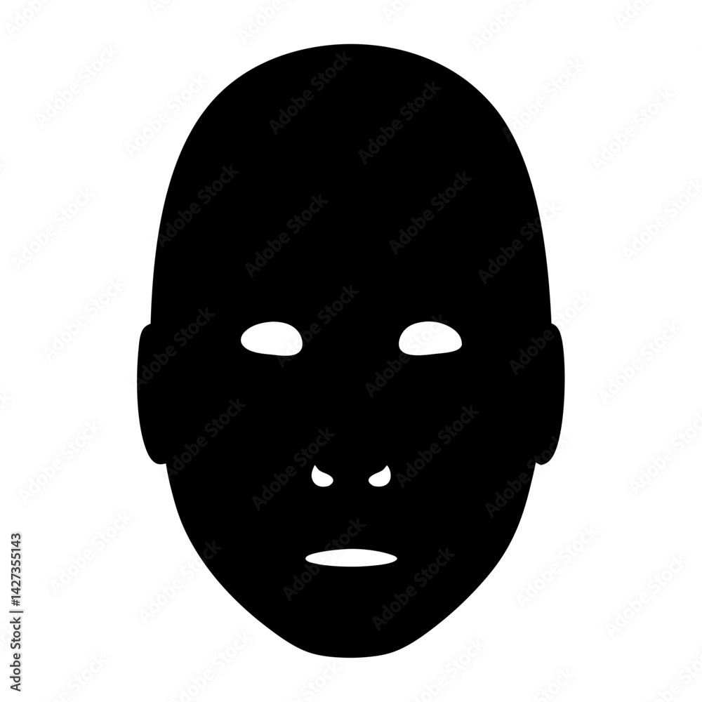 Mysterious dark silhouette of a human face with minimal white features Mysterious dark silhouette of a human face with minimal white features