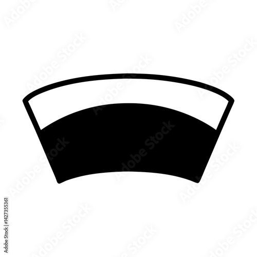 Stylized graphic representation of a nurses cap with black and white colors