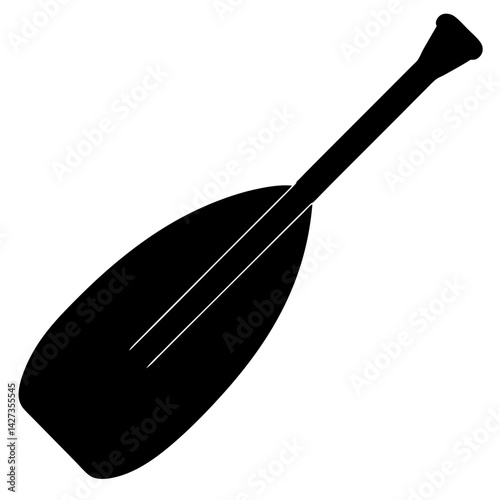 Black silhouette of a kayak paddle, perfect for water sports adventures
