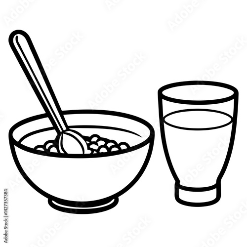 bowl breakfast vector art illustration