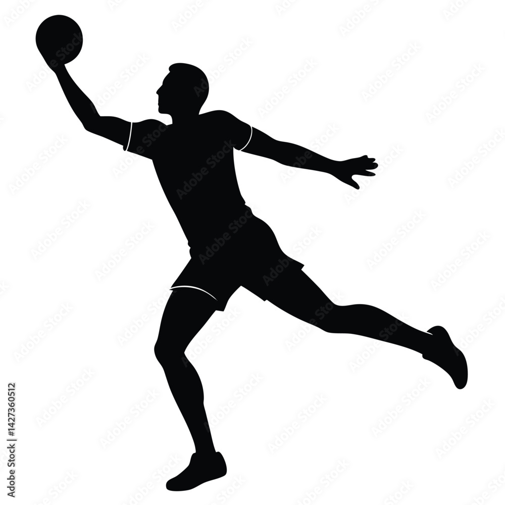 Handball player silhouette isolated on white background Handball player silhouette isolated on white background