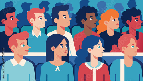 Spectators line the surrounding benches their faces a mix of excitement and concentration as they follow the matches closely.. Vector illustration