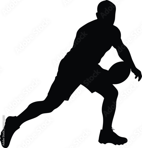 Rugby player silhouette isolated on white background