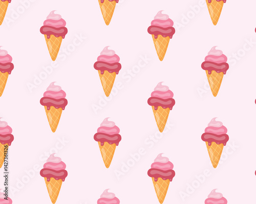 Ice cream pattern. Vector illustration in flat style