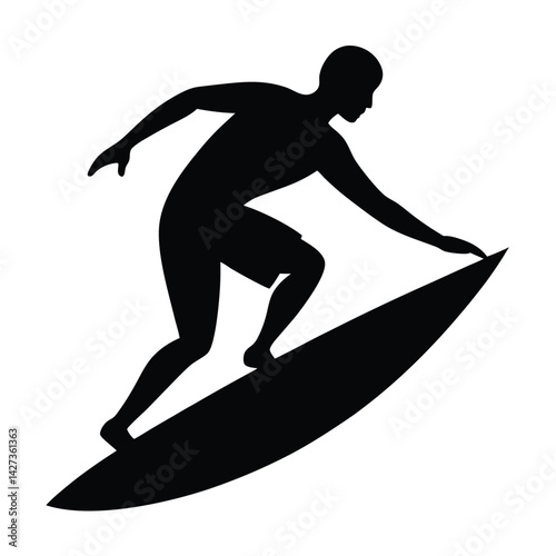 Surfing silhouette vector isolated on white background
