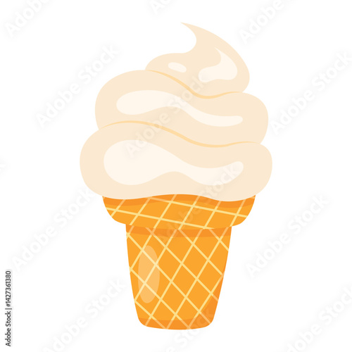 Vanilla ice cream. Vector illustration in flat style