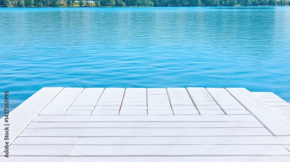 Obraz premium Tranquil Lakeside Wooden Platform
