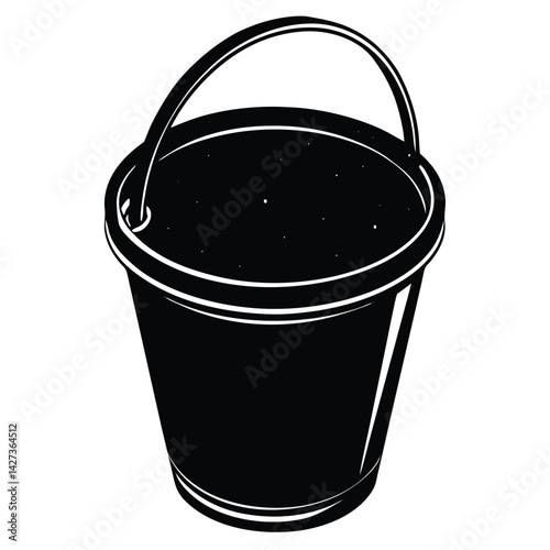 isolated Black vector bucket WIith White Background