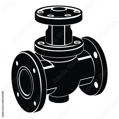 isolated Black vector check valve WIith White Background