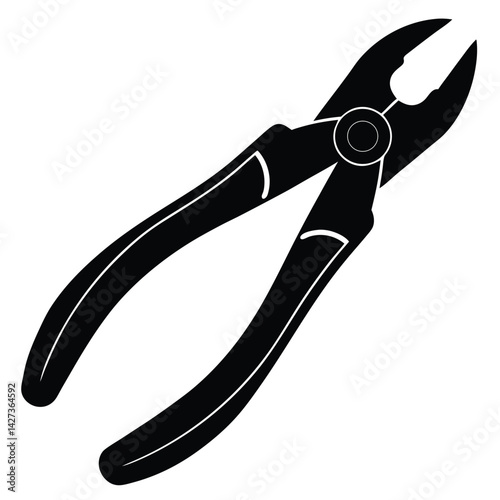 isolated Black vector channel lock pliers WIith White Background