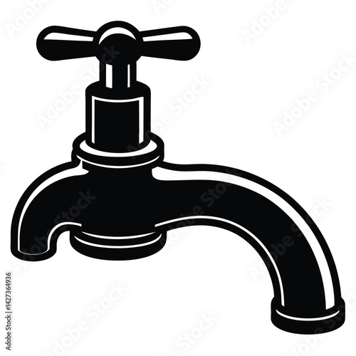 isolated Black vector faucet With White Background