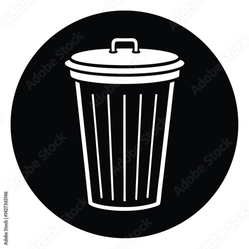 isolated Black vector garbage disposal WIith White Background