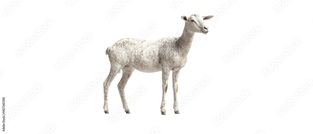 Obraz premium A white goat standing on a plain background.