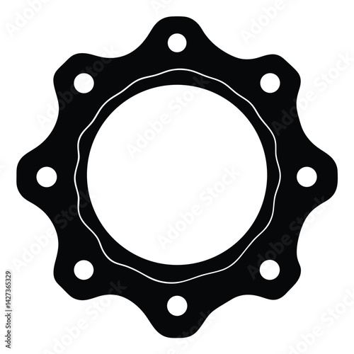 isolated Black vector gasket WIith White Background