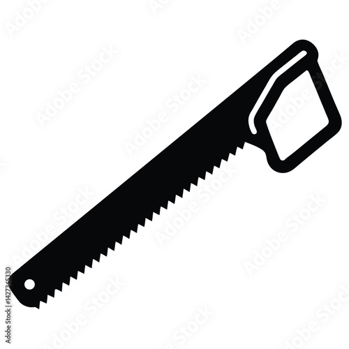 isolated Black vector hacksaw WIith White Background