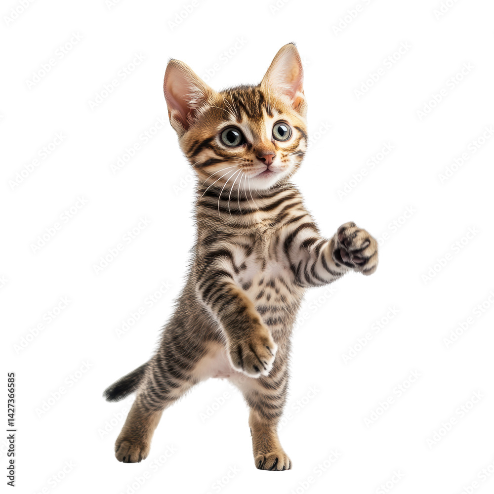 Playful kitten in a joyful stance Playful kitten in a joyful stance