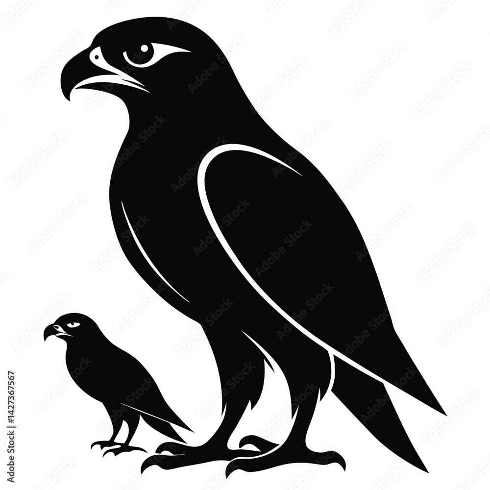 Fototapeta premium Hawk birds set isolated shilhotee vector on white background