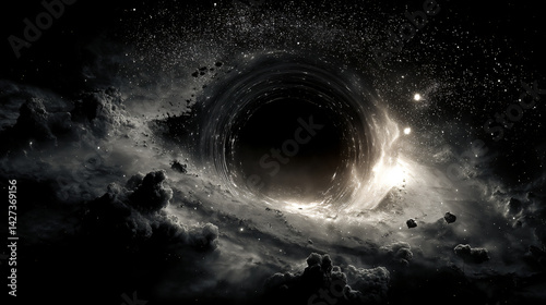 Surreal Black Hole Devouring Stars in Cosmic Distortion Background
