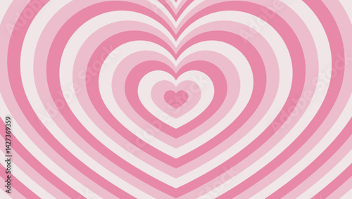 同心状のハート、イメージ背景、ポップなデザイン、装飾的な放射型図形