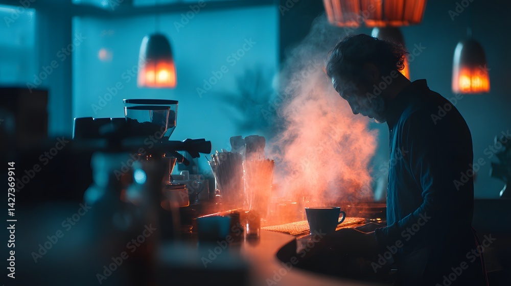 custom made wallpaper toronto digitalSkilled barista brewing coffee trendy urban photography modern setting close-up artistry