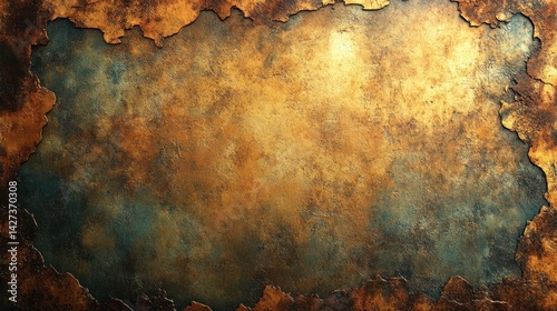 Rustic Gold and Teal Abstract Texture: A Grunge Background Image