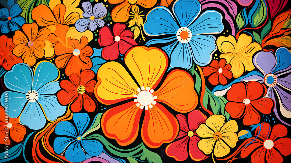 Fototapeta premium retro floral poster background poster decoration painting