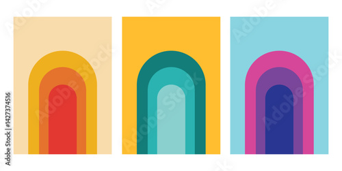 Design template rainbow retro unique design
