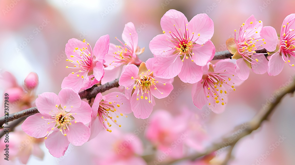 Fototapeta premium Close Up Of Beautiful Pink Cherry Blossoms