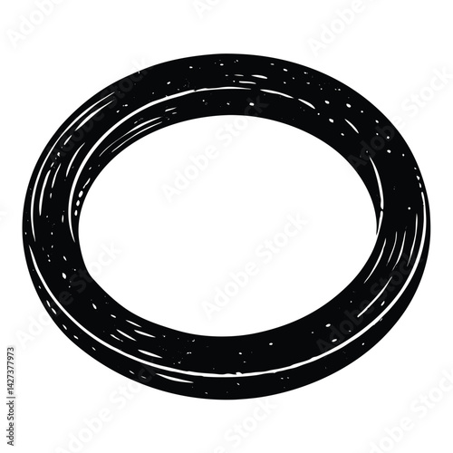 isolated Black vector Plamber Element o ring WIith White Background