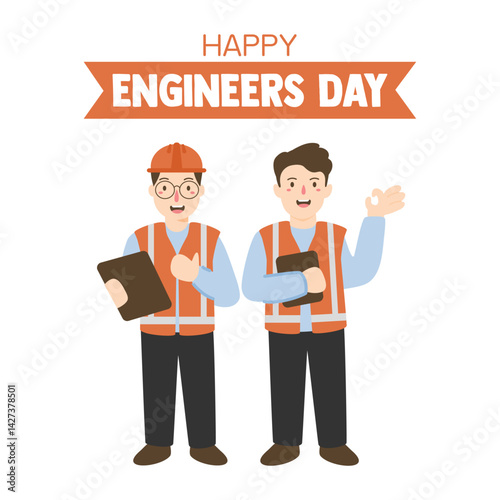 World Engineers Day Illustration, Civil Engineer, Electrical engineer illustration