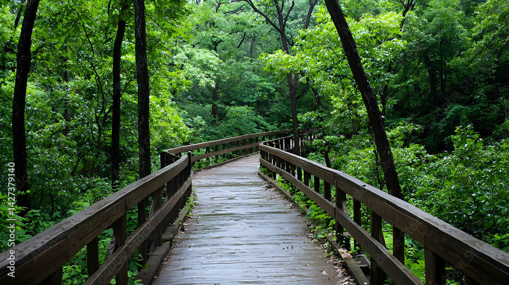 Wooded Path Through Lush Green Forest Wooded Path Through Lush Green Forest