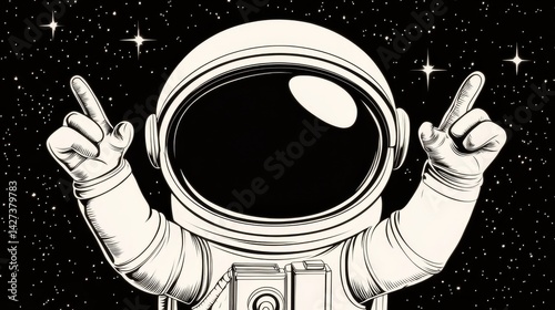 Astronaut in space celebrating