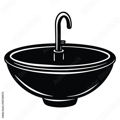 isolated Black vector Plamber Element sink WIith White Background