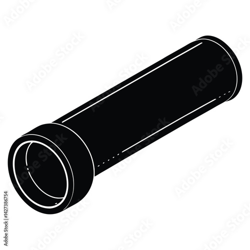 isolated Black vector Plamber Element steel pipe WIith White Background