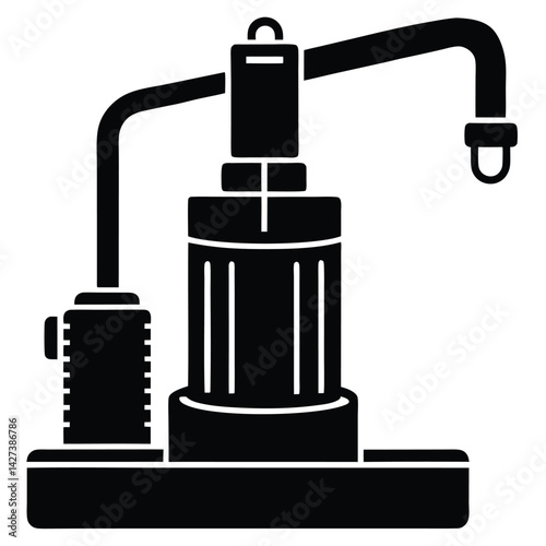 isolated Black vector Plamber Element sump pump WIith White Background