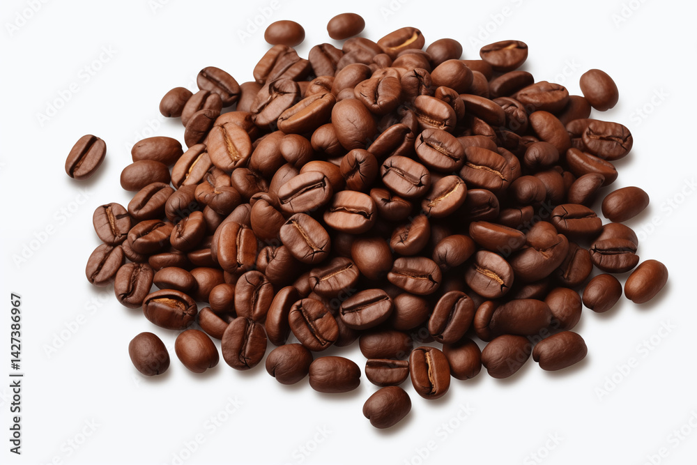 Obraz premium Pile of coffee beans isolated on white background