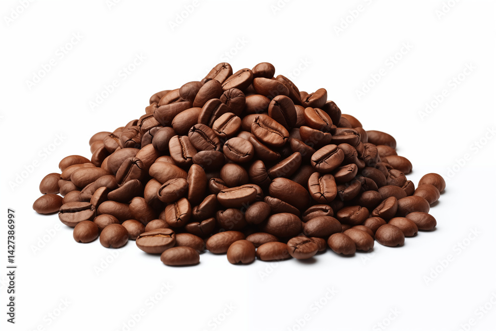 Fototapeta premium Pile of coffee beans isolated on white background