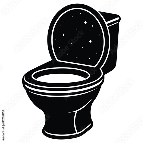 isolated Black vector Plamber Element toilet WIith White Background