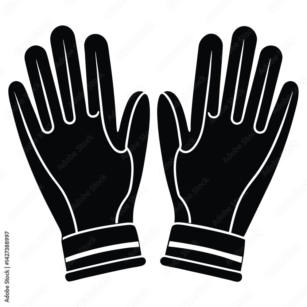 Obraz premium isolated Black vector Plamber Element work gloves WIith White Background