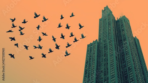 Birds and Skyscraper photo