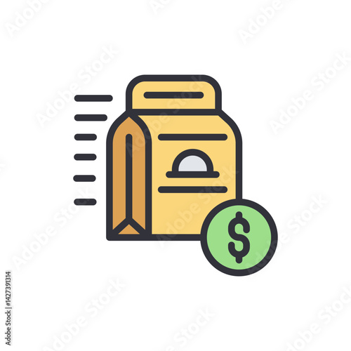 Cash on delivery colored icons, minimalist vector illustration ,simple transparent graphic element .Isolated on white background