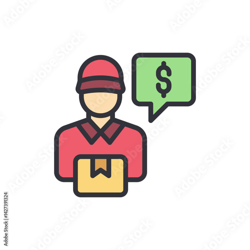 Cash on delivery colored icons, minimalist vector illustration ,simple transparent graphic element .Isolated on white background