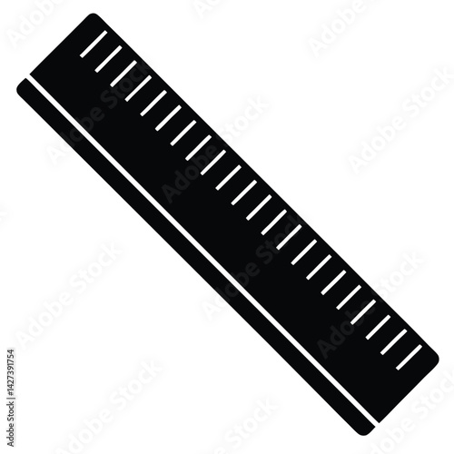 Isolated Black vector Tailer Element measuring tool flexible ruler With White Background