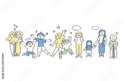 ポジティブな人のイラストセット