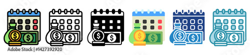 Annual Income multi style, mini illustration icon set. outline, flat, glyph, line color. vector for UI, UX, app and web, digital or print, related to Taxation, finance, audit and more.