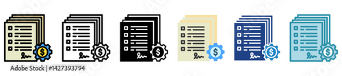 Obligation Form multi style, mini illustration icon set. outline, flat, glyph, line color. vector for UI, UX, app and web, digital or print, related to Taxation, finance, audit and more.