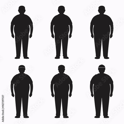 silhouette vector illustration of overweight male