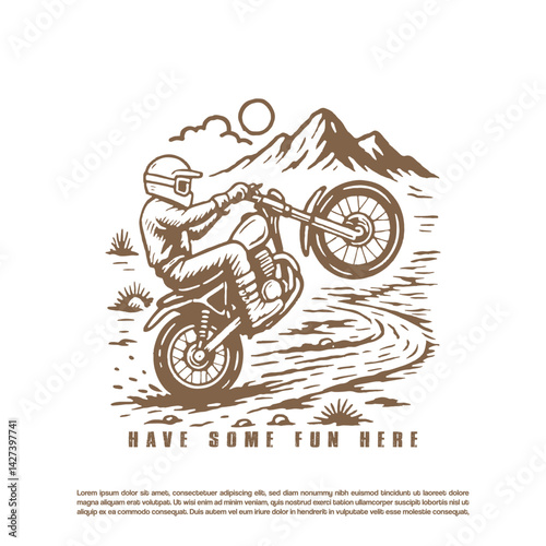 Vintage retro motocross extreme sport bike vector
